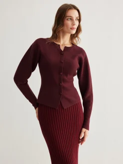 Ribbed Button Slit Sweater