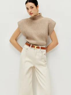 Ribbed Cap Sleeve Warm Sweater