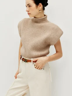 Ribbed Cap Sleeve Warm Sweater