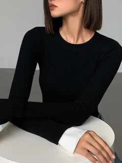 Ribbed Contrast Cuff Sweater