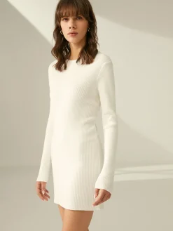 Ribbed Crewneck Sweater Dress