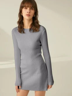 Ribbed Crewneck Sweater Dress