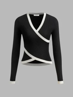 Ribbed Criss Cross Skinny Sweater