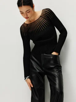 Ribbed Hollow Sweater