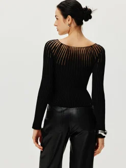 Ribbed Hollow Sweater