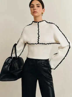 Ribbed Lettuce Trim Knit Top