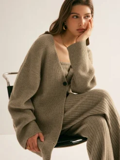Ribbed Loose Knit Outerwear