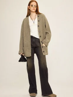 Ribbed Loose Knit Outerwear