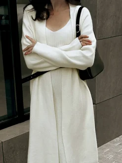 Ribbed Plain Sweater Co-ords Without Belt