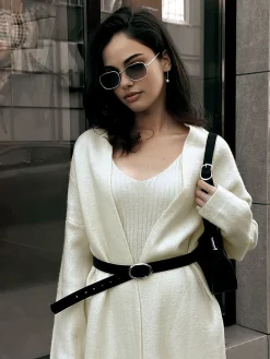 Ribbed Plain Sweater Co-ords Without Belt