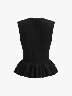 Ribbed Ruffle Sweater Vest