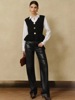 Ribbed Ruffle Sweater Vest