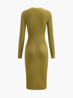 Ribbed Slim Sweater Midi Dress