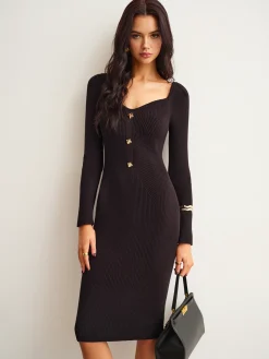 Ribbed Slim Sweater Midi Dress