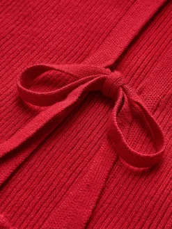 Ribbed Tie Neck Sweater Vest