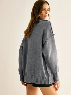 Ribbed Turtleneck Knit Top