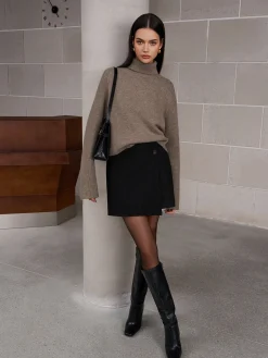 Ribbed Turtleneck Short Sweater