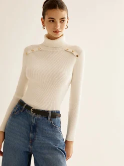 Ribbed Turtleneck Slim Sweater