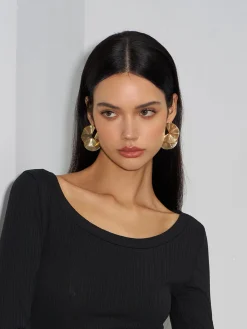 Ripple Hoop Stud Earrings