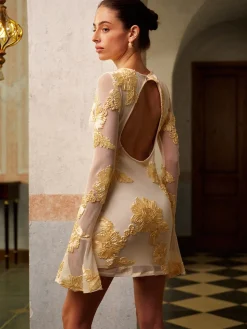 Romance Floral Backless Mesh Dress