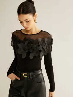 Romance Floral Decor Slim Blouse