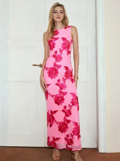 Romance Floral Sleeveless Mesh Dress