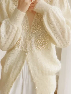 Romance Pearl Beaded Cardigan