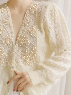Romance Pearl Beaded Cardigan