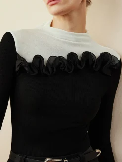 Romance Stand Collar Ruffle Blouse