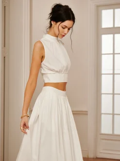 Romantic Sleeveless Pleated Skirt Set
