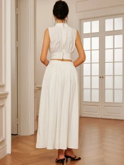 Romantic Sleeveless Pleated Skirt Set