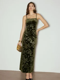 Rose Dark Pattern Velvet Cami Dress