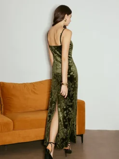 Rose Dark Pattern Velvet Cami Dress