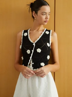 Rosette Decor Sweater Vest