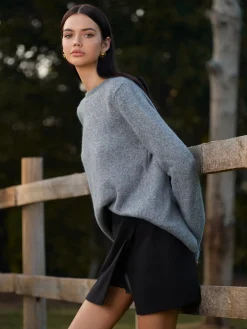 Round Neck Bow-Decor Sweater