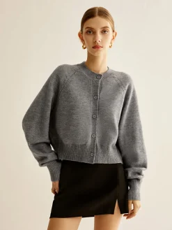 Round Neck Breasted Cardigan