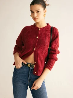 Round Neck Button Down Twist Cardigan