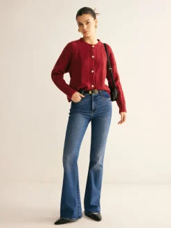 Round Neck Button Down Twist Cardigan