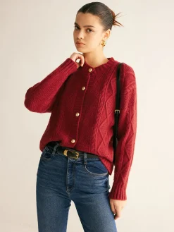 Round Neck Button Down Twist Cardigan