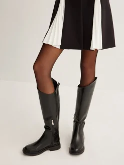 Rounded Toe Knee High Boots
