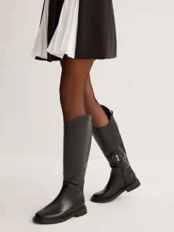 Rounded Toe Knee High Boots