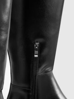 Rounded Toe Knee High Boots