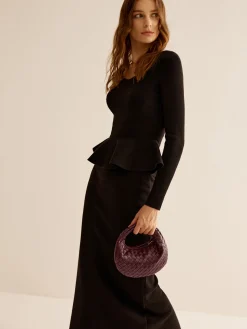 Rounded Woven Zipper Handbag
