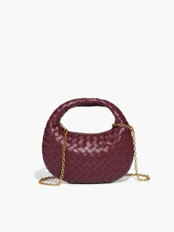 Rounded Woven Zipper Handbag