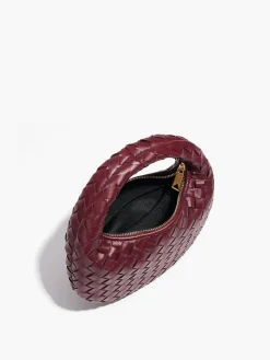 Rounded Woven Zipper Handbag