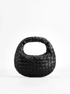 Rounded Woven Zipper Handbag