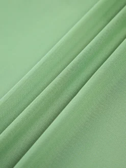 Ruched Mesh Zippered Long Dress