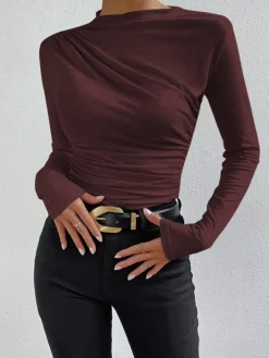 Ruching Long Sleeve Shirt