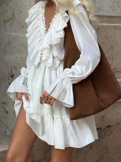 Ruffle Collar Short Dress