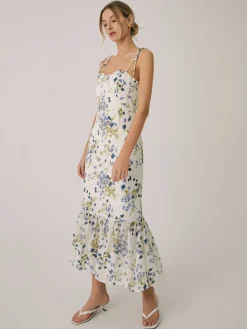 Ruffle Floral Print Cami Long Dress